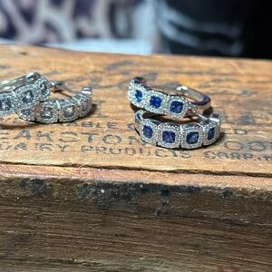 Sapphire, Blue Topaz and simulated diamond hoops